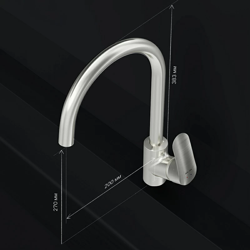 Смеситель для кухни AM.PM Like F8007711 высокий с каналом питьевой воды, сатин