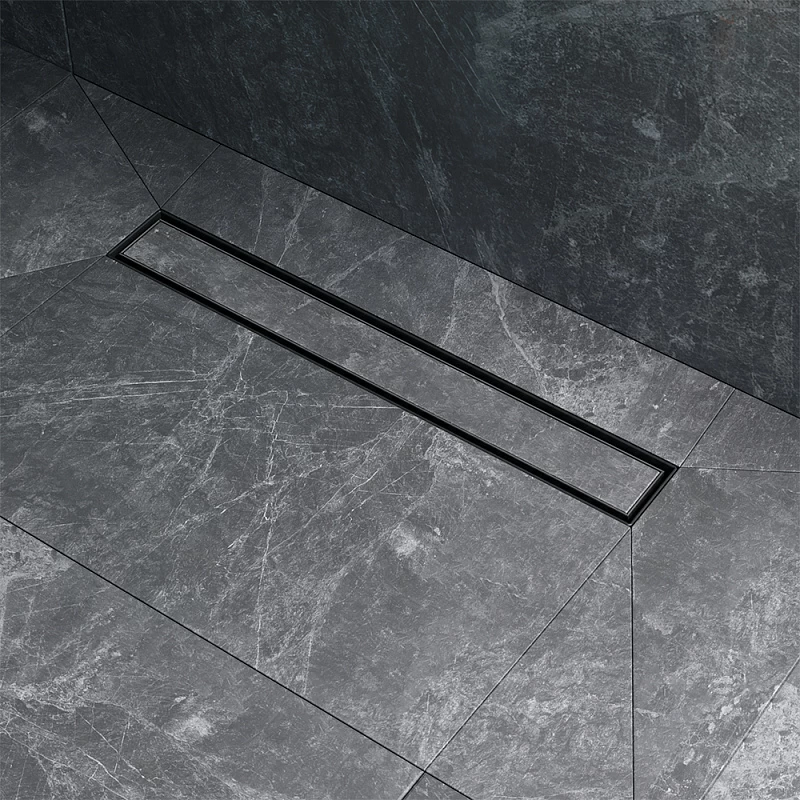 Душевой трап (лоток) 50 AM.PM MasterFlow W01SC-U11-050-04BM комбинированный затвор с черной матовой решеткой под плитку