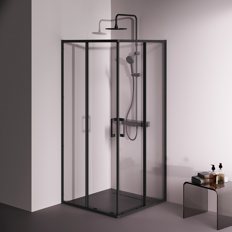 Душевое ограждение без поддона 90x90 AM.PM Above W9XG-403-9090-BT профиль черный