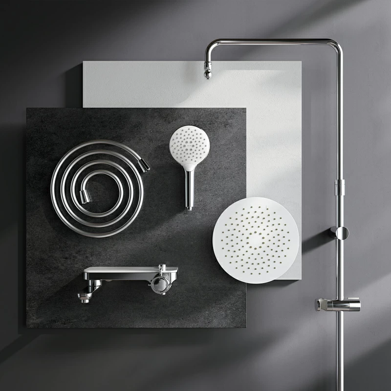 Душевая система AM.PM Like F0780700 стойка с тропическим душем, смесителем, изливом, хром