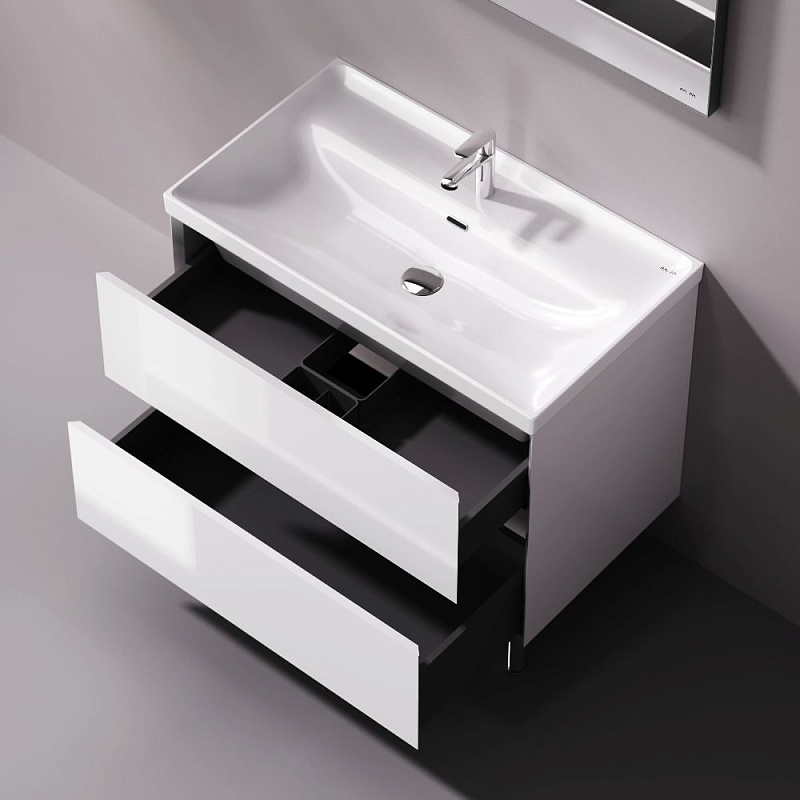 Тумба с раковиной 80 AM.PM Above M9X-FSX0802WG-WCC0800WG напольная, белая глянцевая