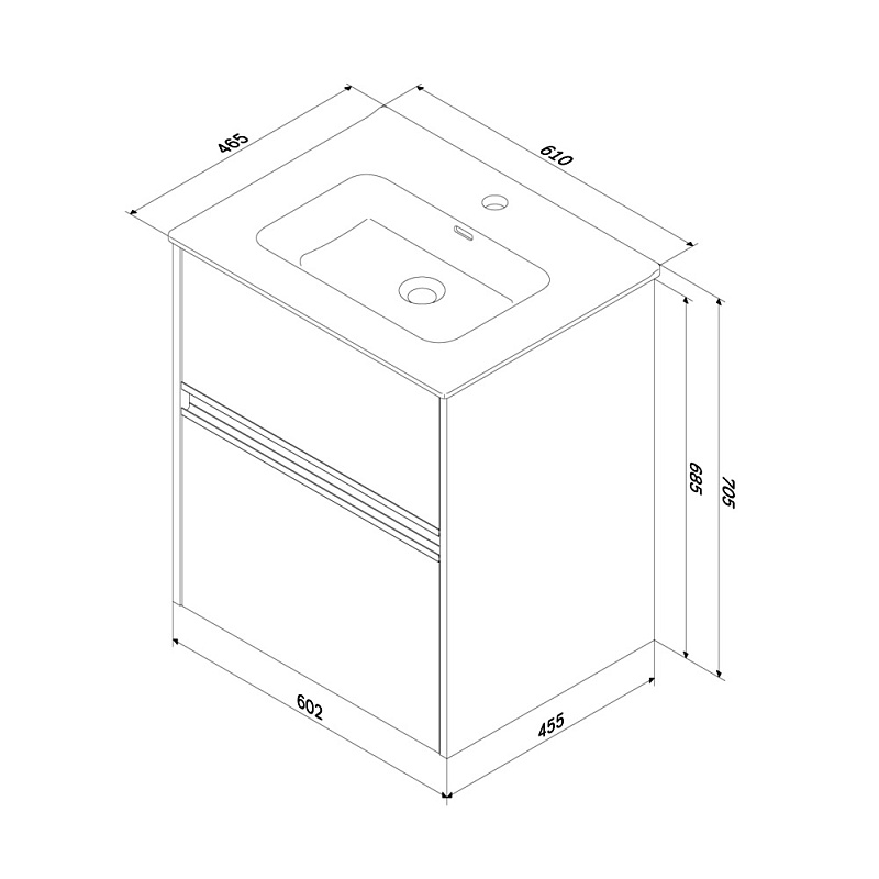 Тумба под раковину 60 AM.PM Sense M7BFUX0602OF подвесная/напольная на ножках, светлое дерево