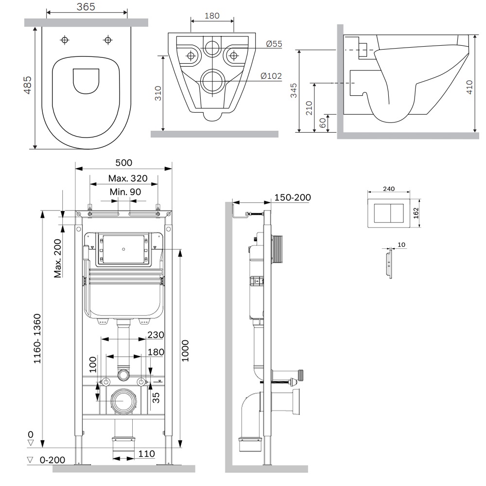 Инсталляция MasterFit с подвесным унитазом Aquaspin и клавишей Spirit V2.0 IS130251.701900, Синий, белый, хром