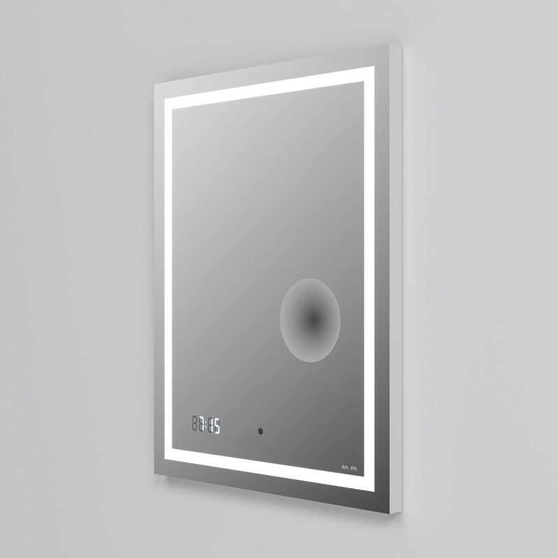 Зеркало с подсветкой в ванную прямоугольное 55 AM.PM Gem M91AMOX0553WG сенсорное с часами и косметическим зеркалом