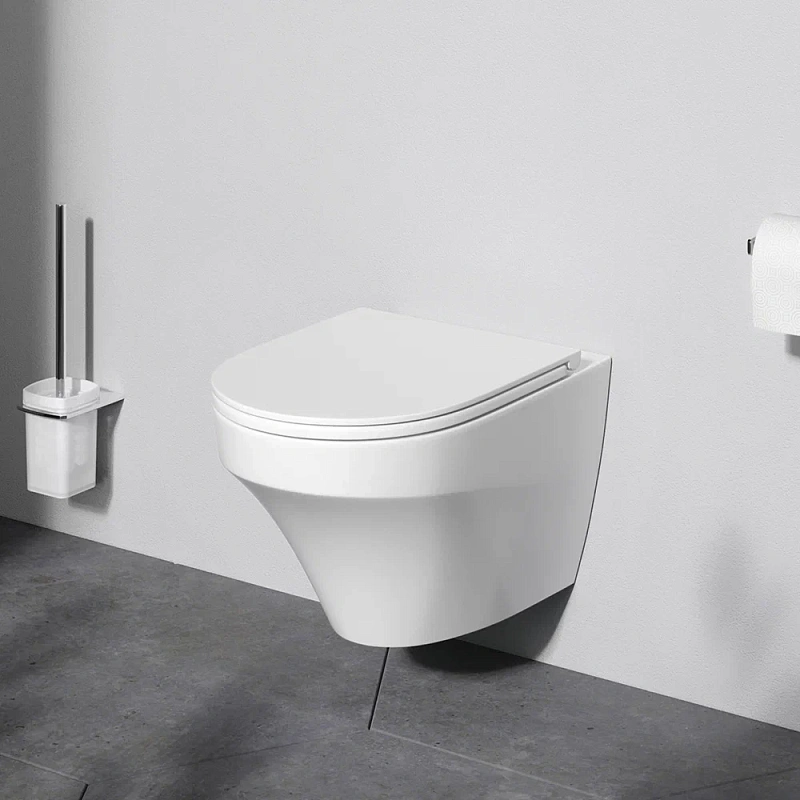 Унитаз подвесной безободковый с инсталляцией AM.PM Inspire IS49001.501700 сиденьем микролифт, белой пневм. клавишей