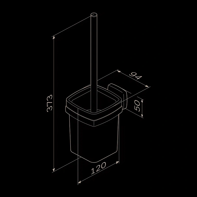 Ершик для унитаза AM.PM Gem A9033422 со стеклянной настенной подставкой, черный