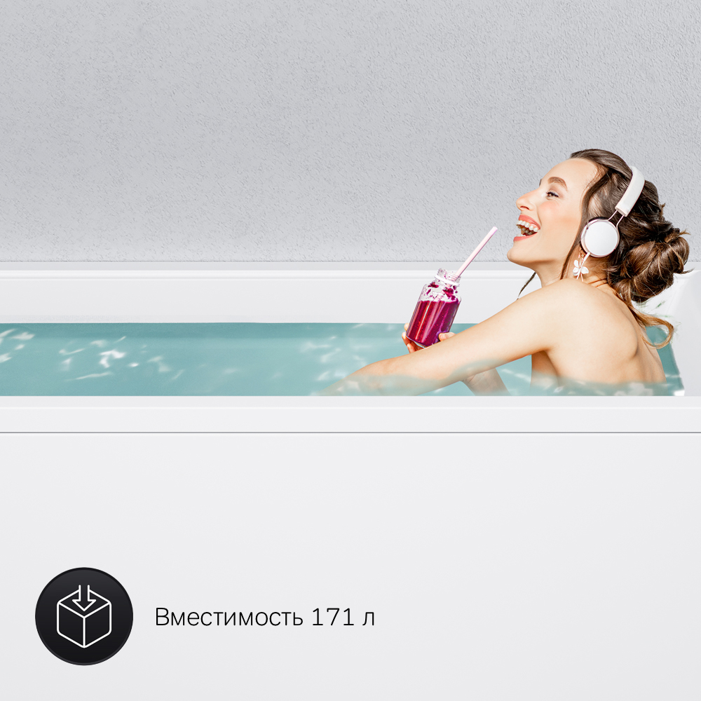 Ванна акриловая 170х70 см Gem W90A-170-070W-A1, Белый