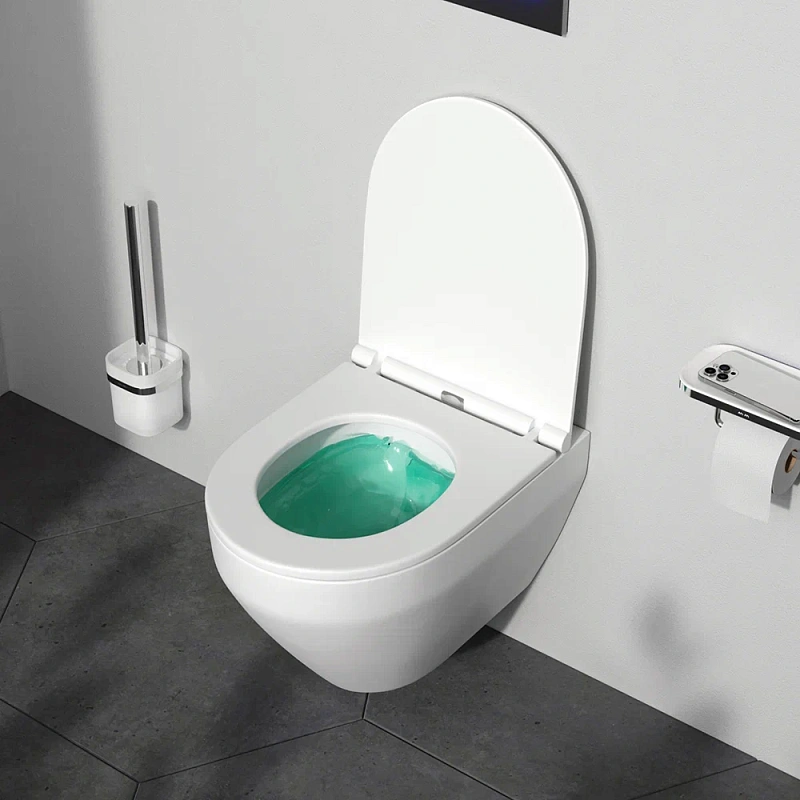 Унитаз подвесной безободковый с инсталляцией AM.PM Spirit V2.0 IS47031.701700 сиденьем микролифт, никель пневм. клавишей