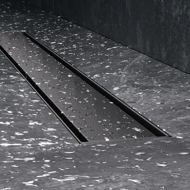 Душевой трап (лоток) 70 AM.PM MasterFlow W01SC-U11-070-04BM комбинированный затвор с черной матовой решеткой под плитку