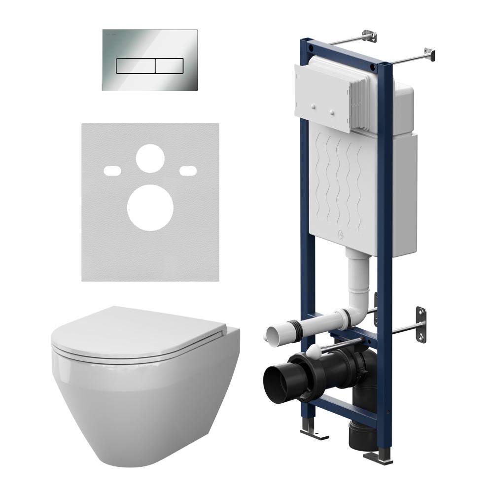 Инсталляция ErgoFit с подвесным унитазом Aquaspin и клавишей Spirit V2.0 IS110351.701900, Синий; белый; хром