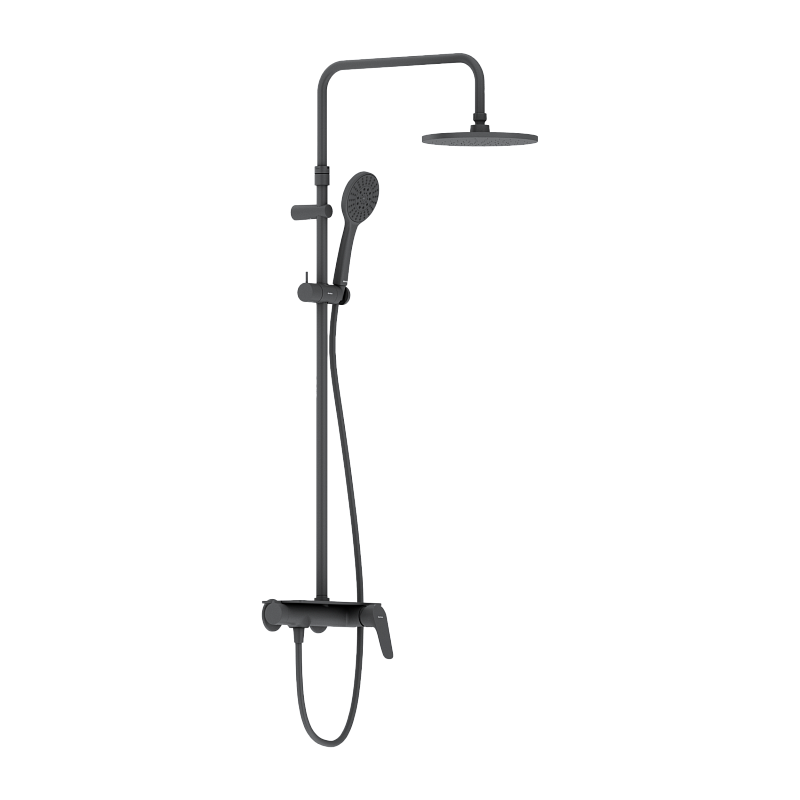 Душевая система Damixa Jupiter 977780300 стойка с тропическим душем, смесителем, черная матовая