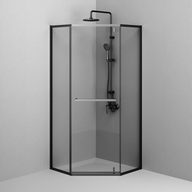 Душевое ограждение без поддона 90x90 AM.PM Gem W90G-405-9090-BT профиль черный