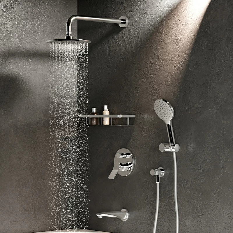 Встраиваемая душевая система AM.PM X-Joy FB85A3RH10 хром: тропический верхний душ, ручной душ, излив