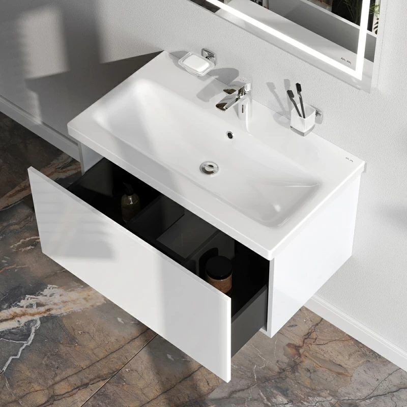 Тумба под раковину 75 AM.PM Gem M90FHX07521WG подвесная белый глянец