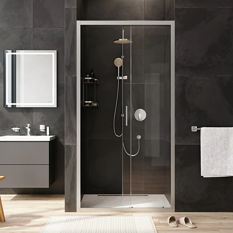 Душевая перегородка с дверью 100x195 AM.PM Gem W90G-100-1-195MT прозрачное стекло, профиль серебристый