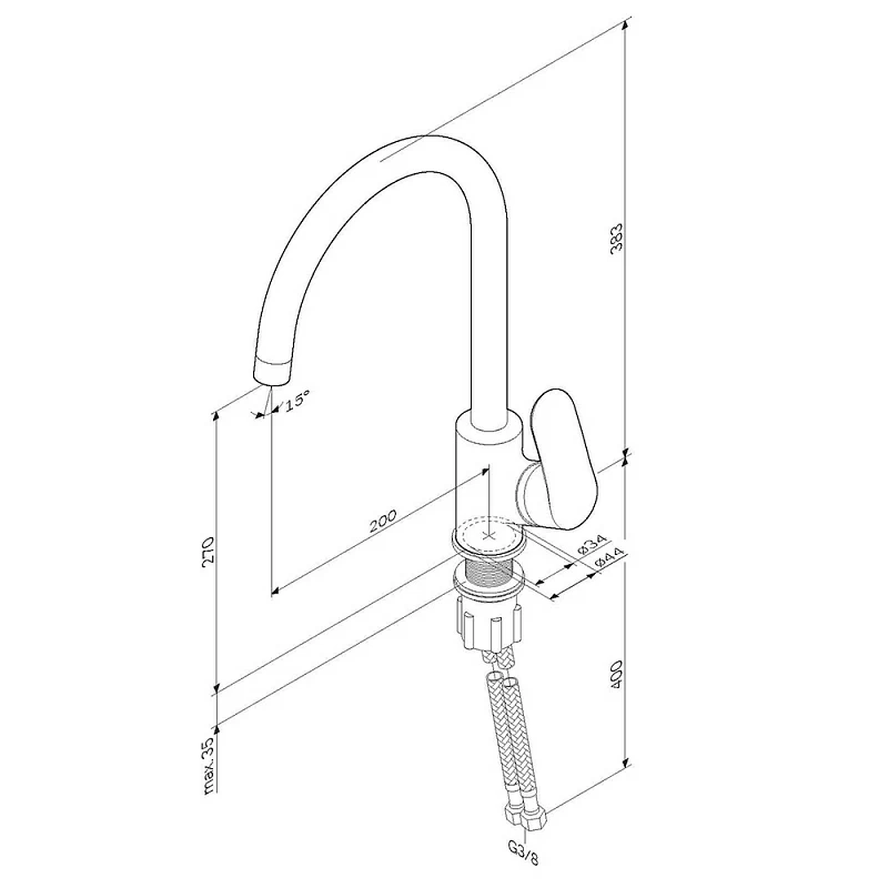 Смеситель для кухни AM.PM Like F8007111 высокий, сатин