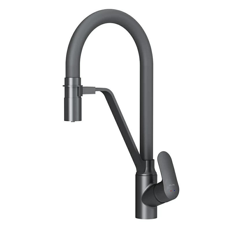 Смеситель для кухни AM.PM Like F8007822 высокий, черный, с гибким изливом и каналом питьевой воды
