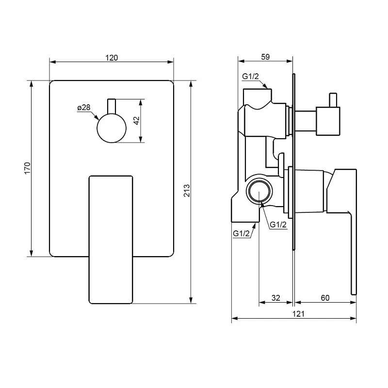 Смеситель для ванны и душа Damixa Gala 537100300 черный встраиваемый