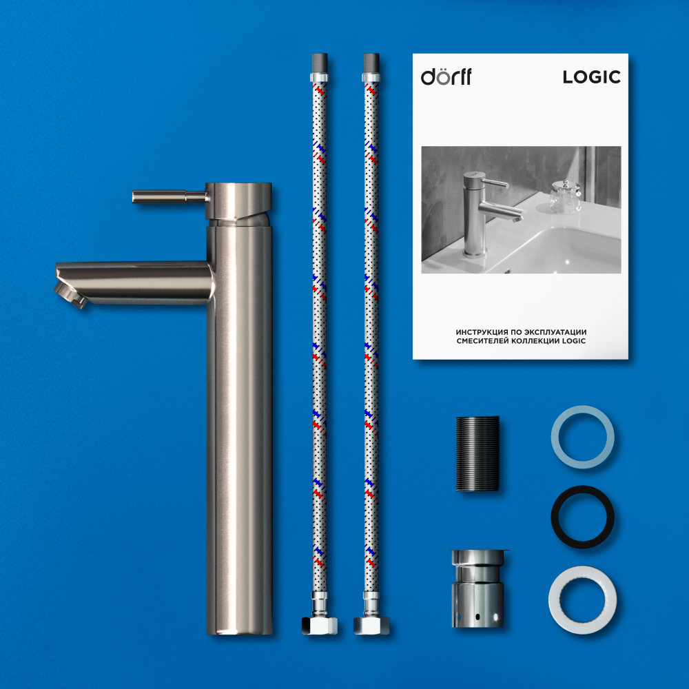 Смеситель для раковины, высокий Logic SS D3002102SS, Нержавеющая сталь