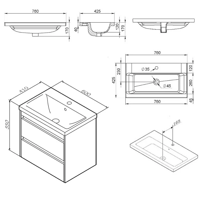 Тумба с раковиной 60 AM.PM Pulse M91-FHX0602-WCC0602WG подвесная белый глянец