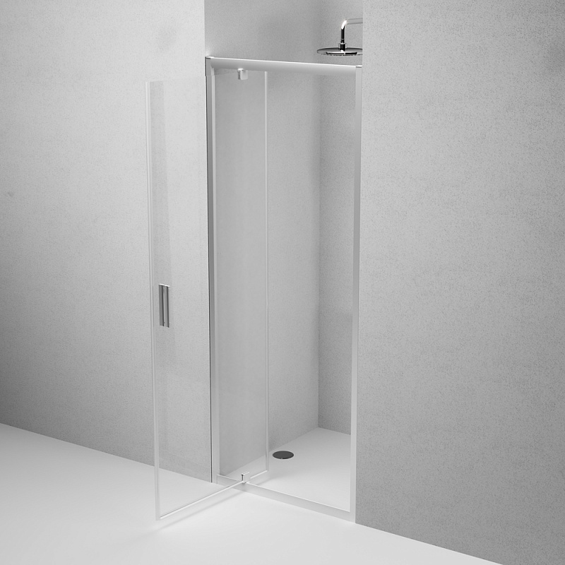 Душевая перегородка с дверью 80x195 AM.PM Gem W90G-80-1P-MT прозрачное стекло, профиль серебристый