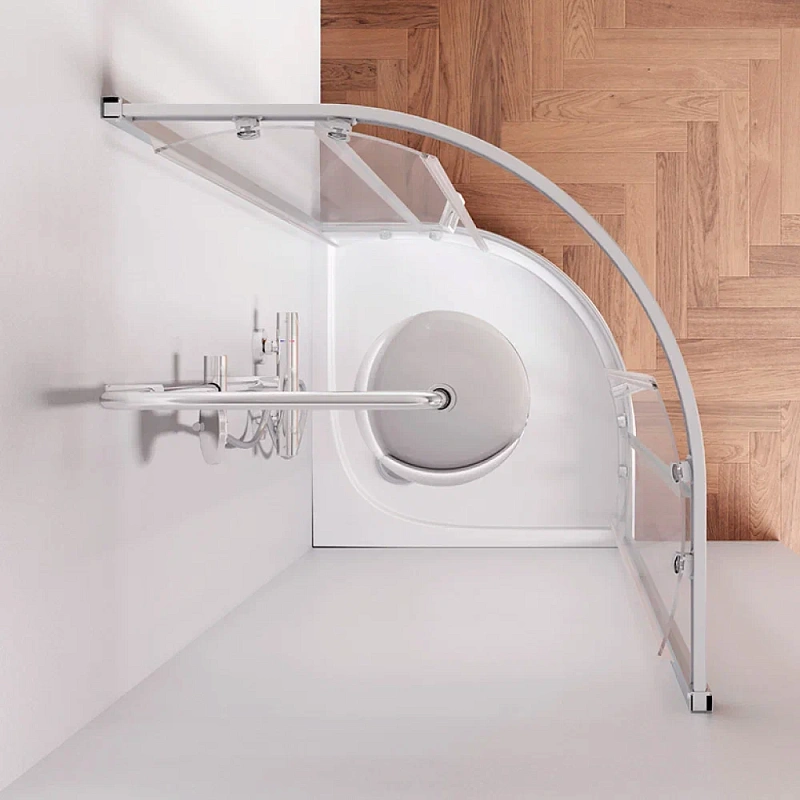 Душевое ограждение без поддона 80x80 AM.PM Gem W90G-401-080WT профиль серебристый