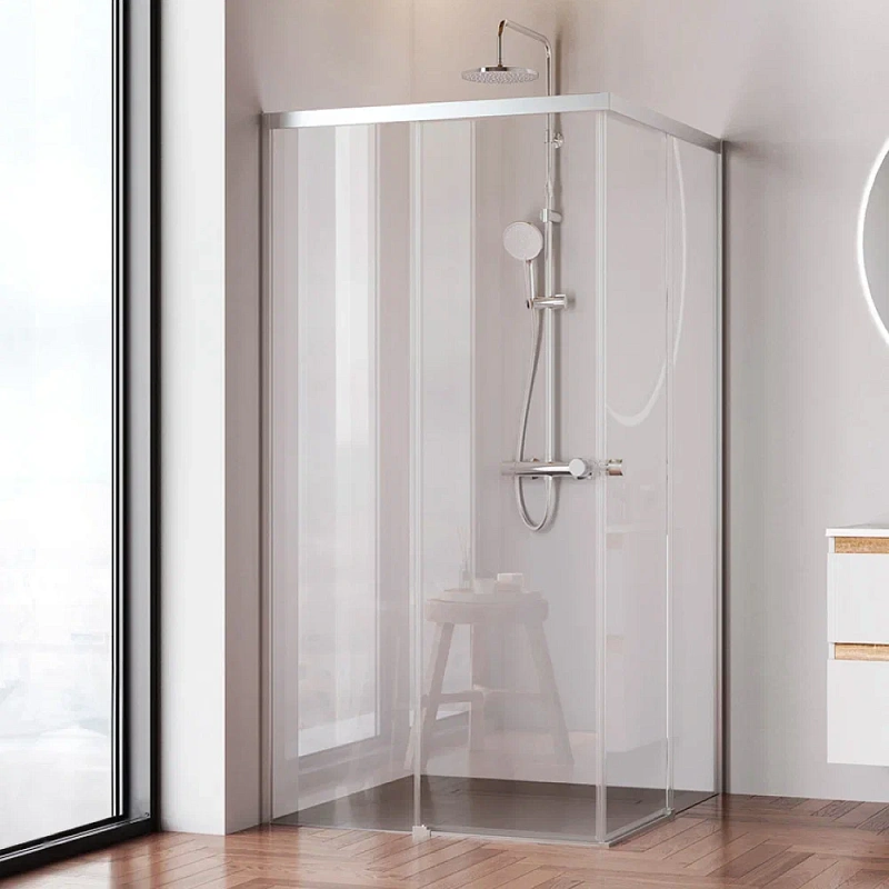 Душевое ограждение без поддона 100x100 AM.PM X-Joy W94G-403-100100-MT1K профиль серебристый