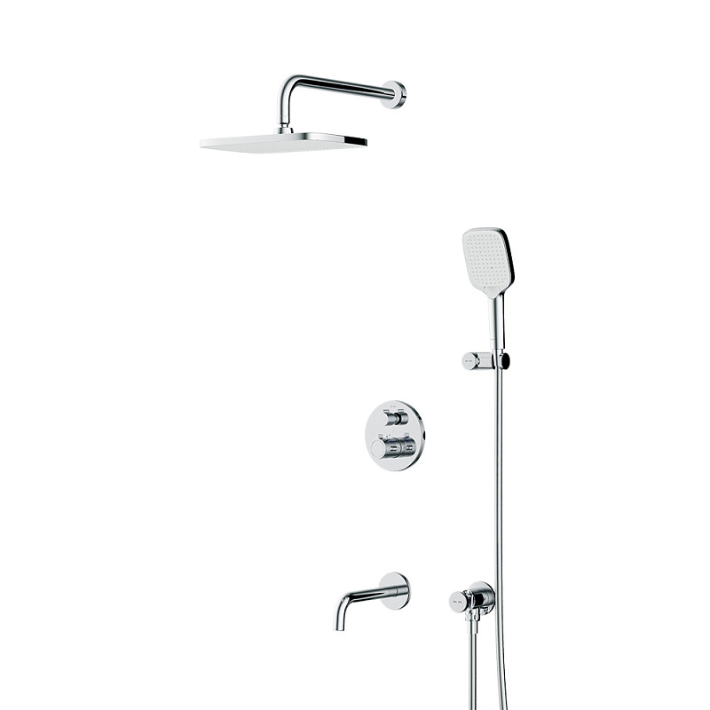 Встраиваемая душевая система AM.PM X-Joy FT85A3RH40 хром: тропический верхний душ, излив с душевой лейкой, термостат