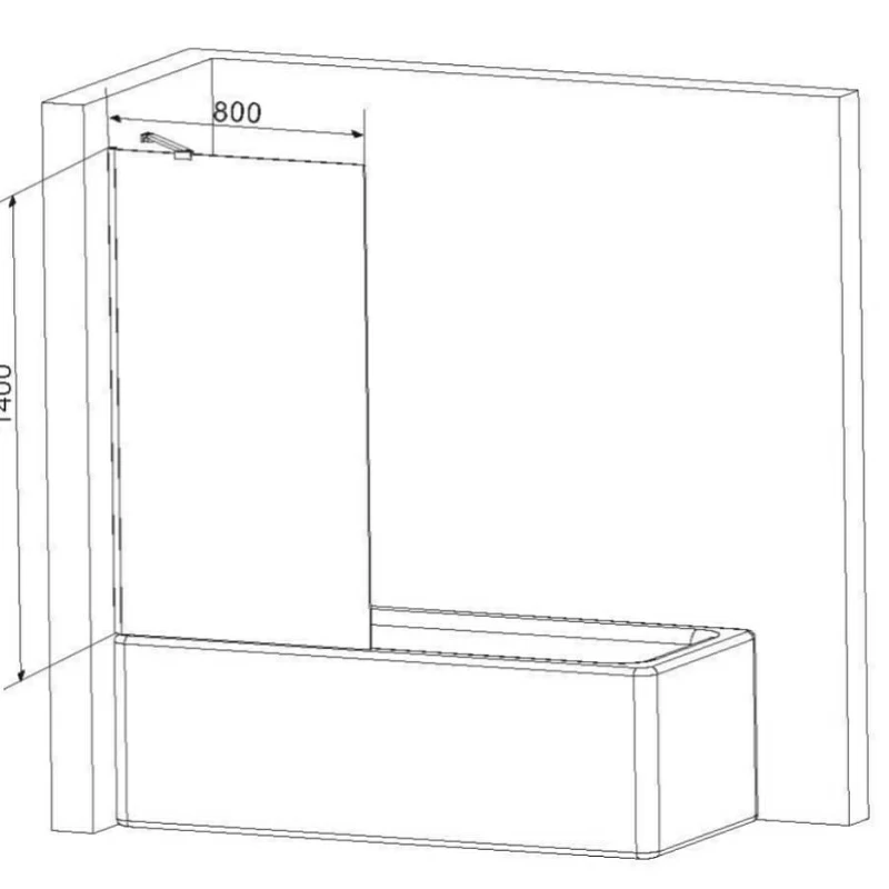 Стеклянная шторка для ванны 80 AM.PM Gem W90BS-080-140CM фиксированная, профиль хром