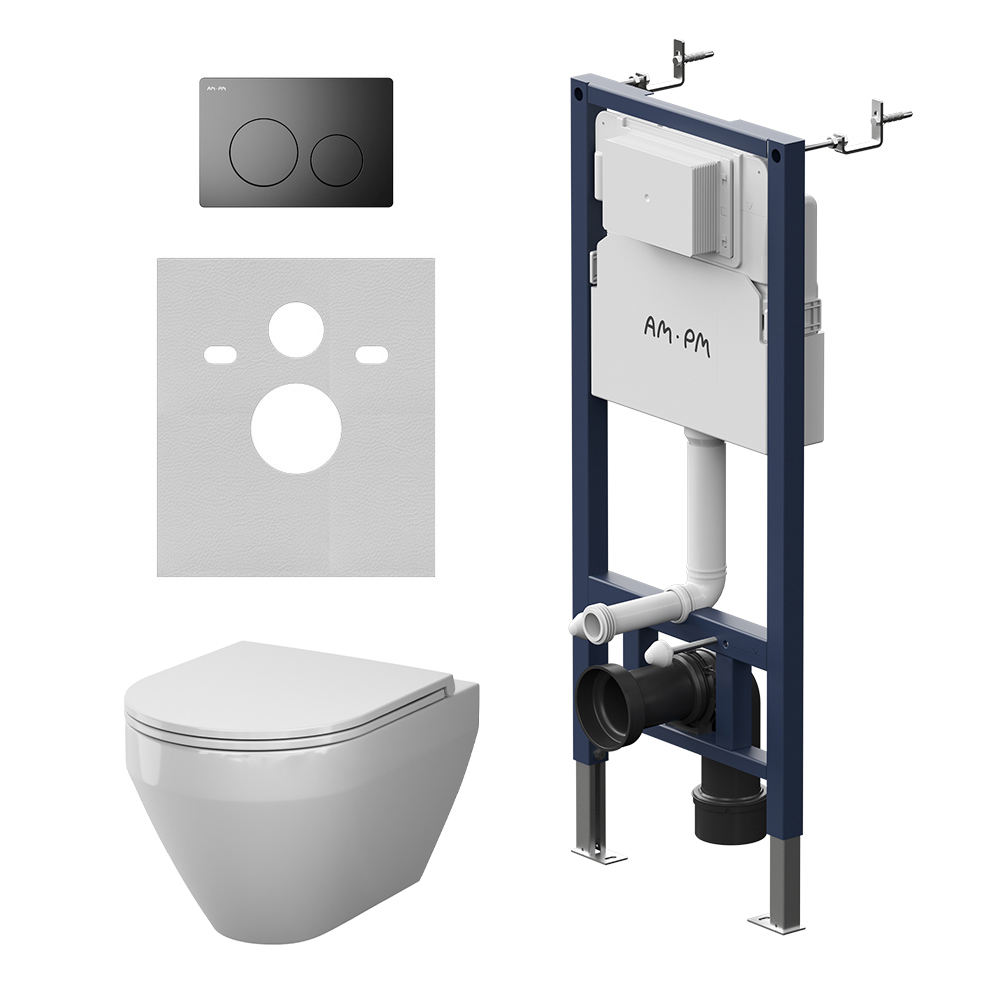 Инсталляция PrimeFit с подвесным унитазом Aquaspin и клавишей Spirit V2.0 IS90138.701900, Синий, белый, черный