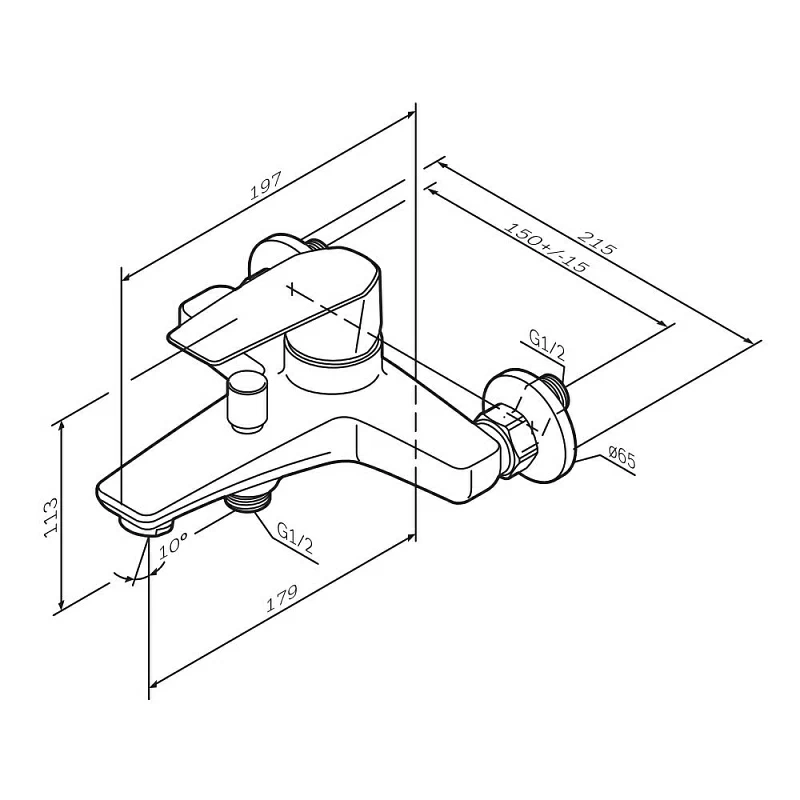 Смеситель для ванны и душа AM.PM Gem F90A10000 хром