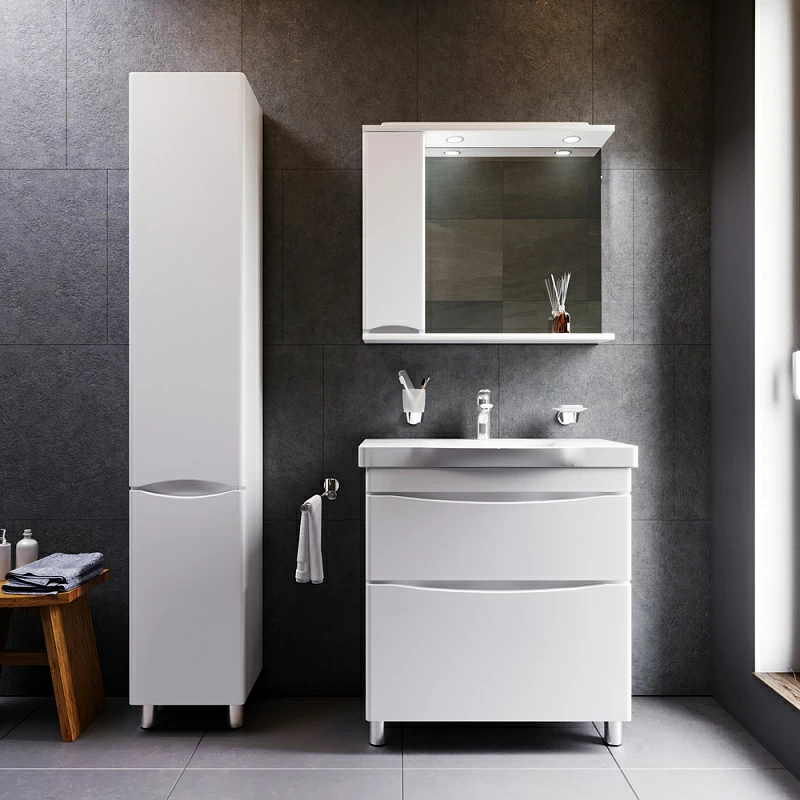 Шкаф-пенал для ванной 35 AM.PM Like M80CSL0356WG напольный левый белый глянец