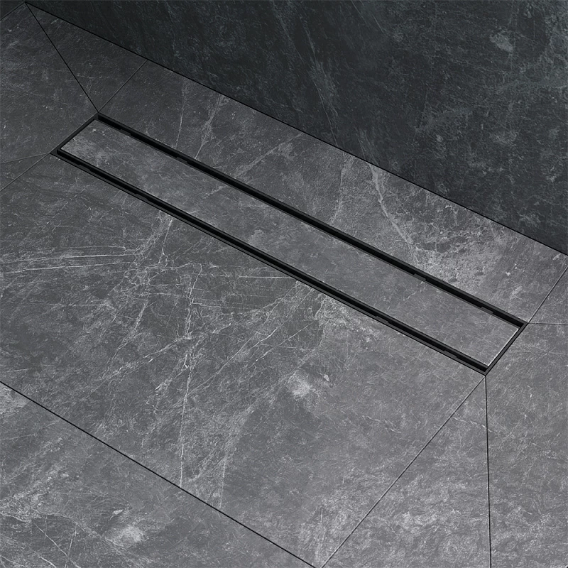 Душевой трап (лоток) 50 AM.PM PrimeFlow W02SC-U11-050-04BM комбинированный затвор с черной матовой решеткой под плитку