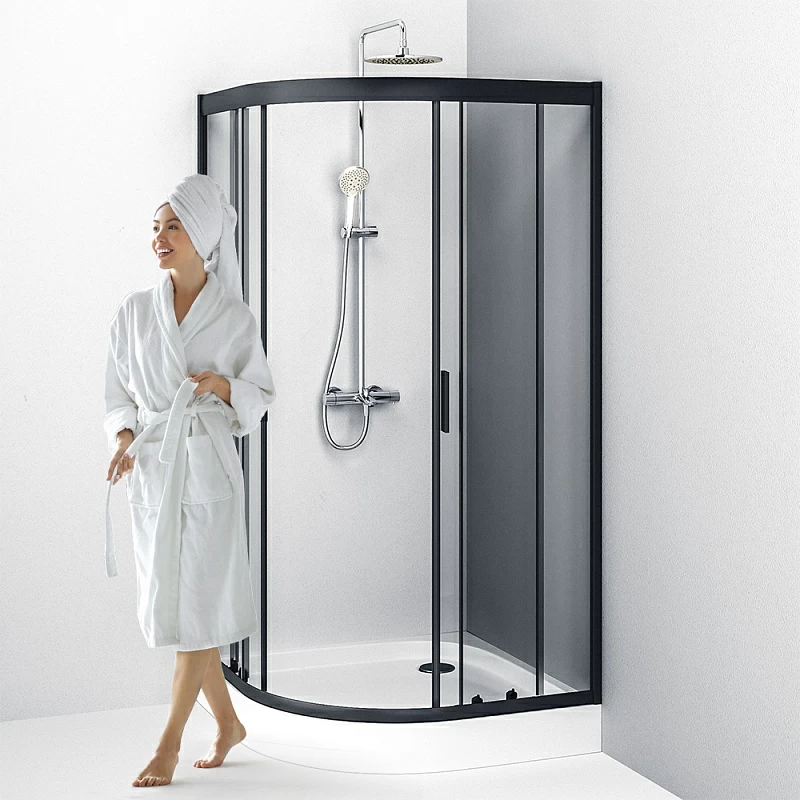 Душевое ограждение без поддона 100x100 AM.PM Gem W90G-401-100BT профиль черный матовый