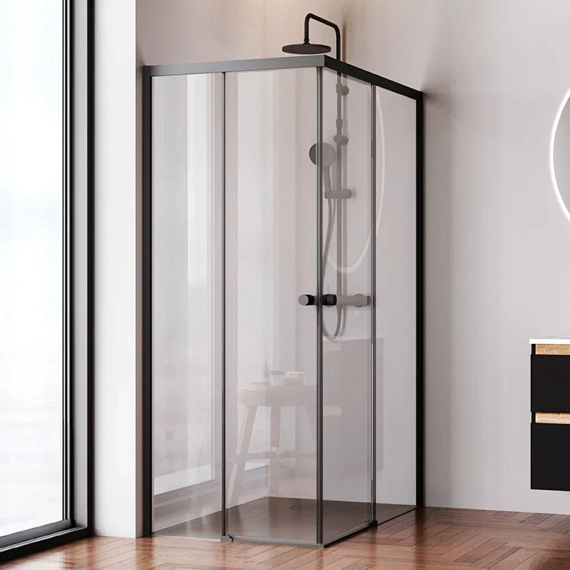 Душевое ограждение без поддона 120х80 AM.PM X-Joy W94G-403-12080-BT профиль черный матовый