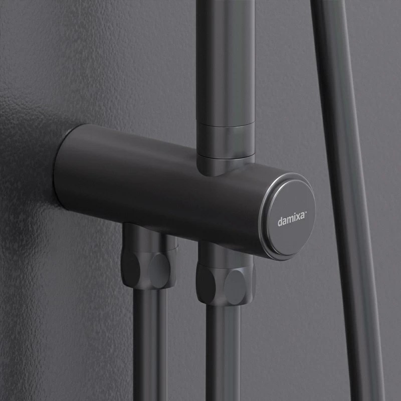 Душевая система Damixa Apollo 947000300 стойка с тропическим душем, черная матовая