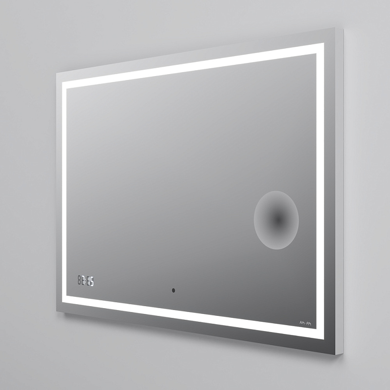 Зеркало с подсветкой в ванную прямоугольное 100 AM.PM Gem M91AMOX1003WG сенсорное с часами и косметическим зеркалом
