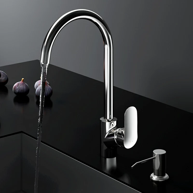 Смеситель для кухни AM.PM Like F8007D00 высокий, хром + дозатор для моющего средства