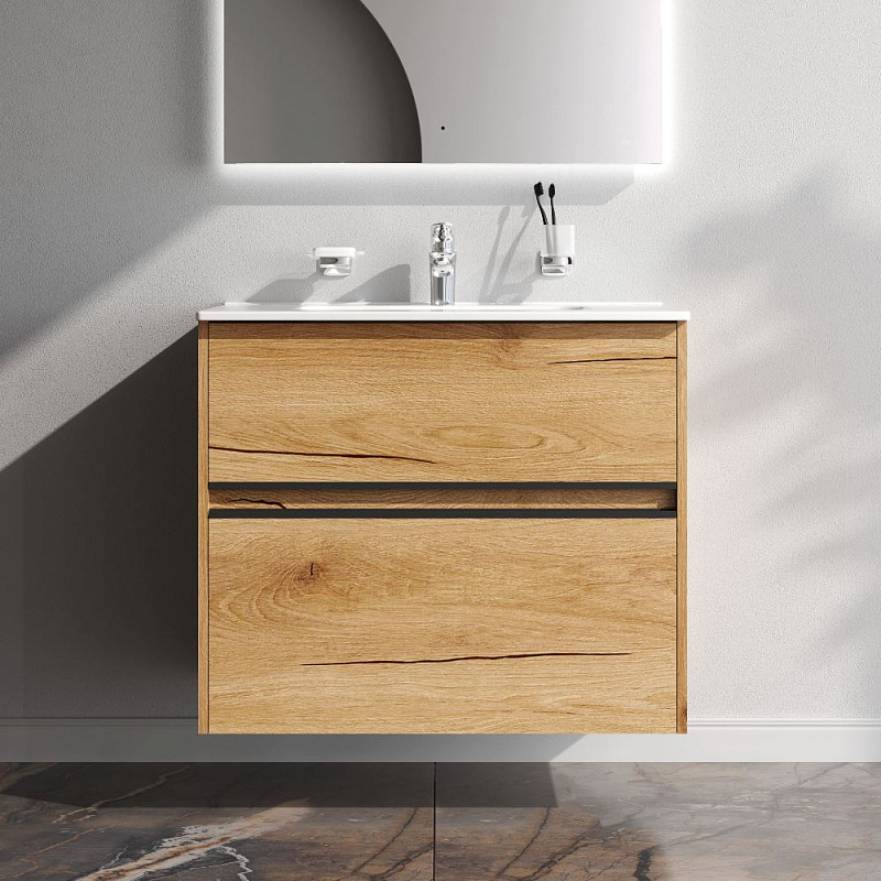 Тумба под раковину 80 AM.PM Sense M7BFUX0802OF подвесная/напольная на ножках, светлое дерево