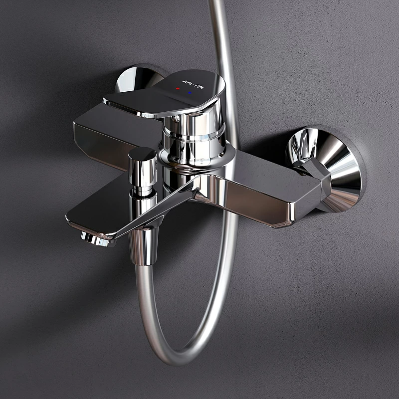 Душевая система AM.PM X-Joy F40885A34 стойка с тропическим душем, хром + смеситель для ванны хром