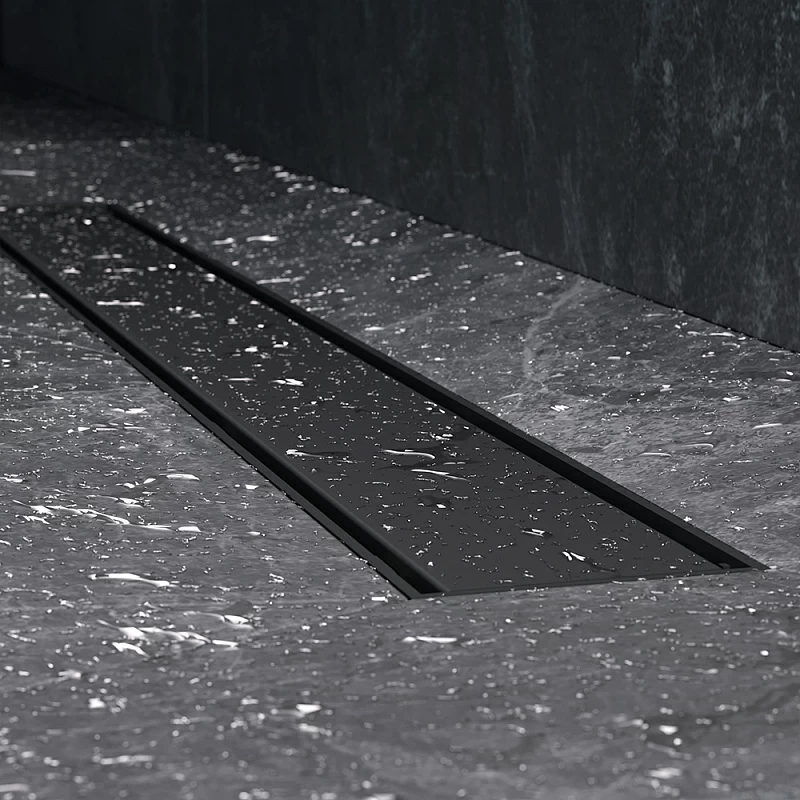 Душевой трап (лоток) 70 AM.PM PrimeFlow W02SC-U11-070-04BM комбинированный затвор с черной матовой решеткой под плитку