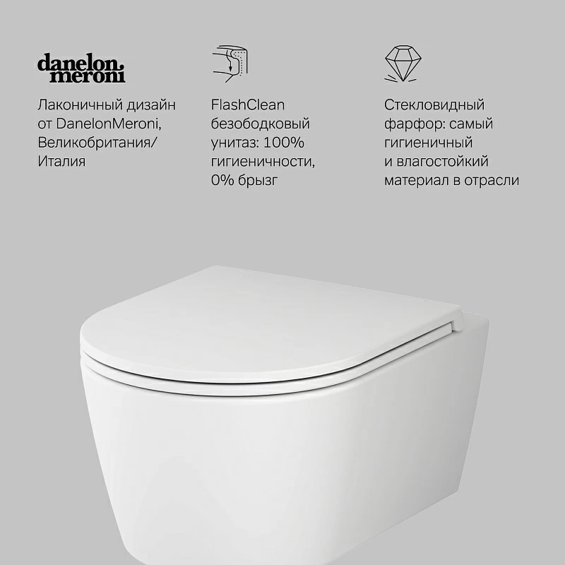 Унитаз подвесной AM.PM Func C8F1700MWSC (глубина 49 см) безободковый с сиденьем микролифт, белый матовый