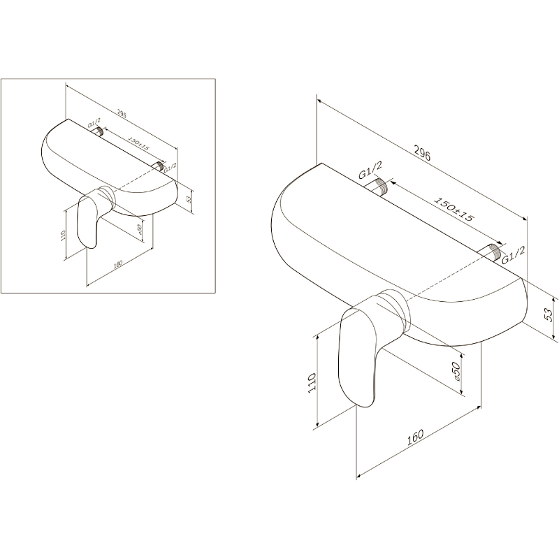 Смеситель для душа AM.PM Sensation F3020000 полка, хром
