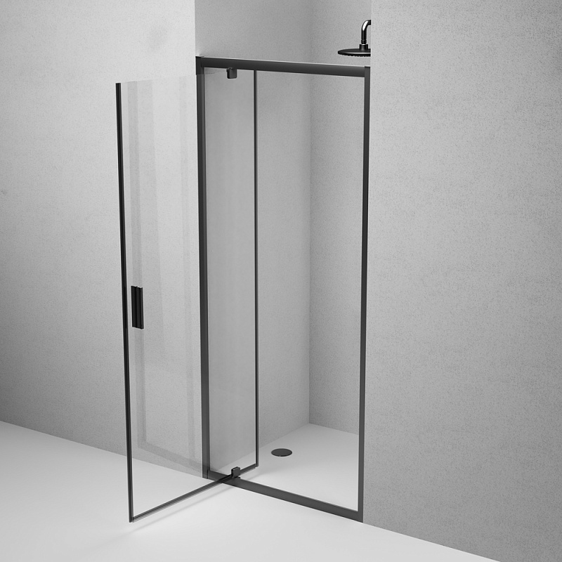 Душевая перегородка с дверью 90x 195 AM.PM Gem W90G-90-1P-BT прозрачное стекло, профиль черный матовый