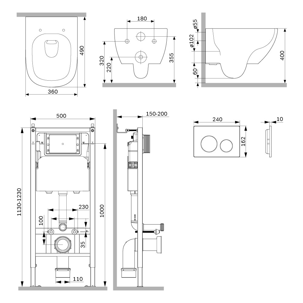 Инсталляция PrimeFit с подвесным унитазом Aquaspin и клавишей Above IS90101.9X1900, Синий, белый