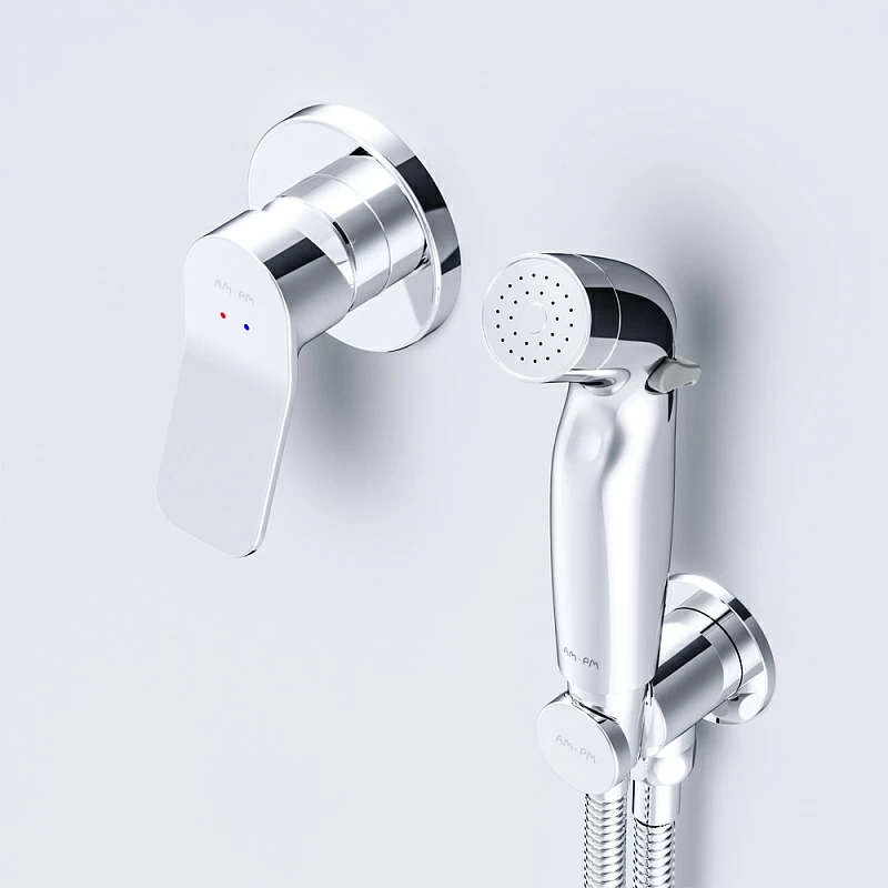 Гигиенический душ со смесителем AM.PM X-Joy F40H85A00 хром встраиваемый, шланг 1200, держатель