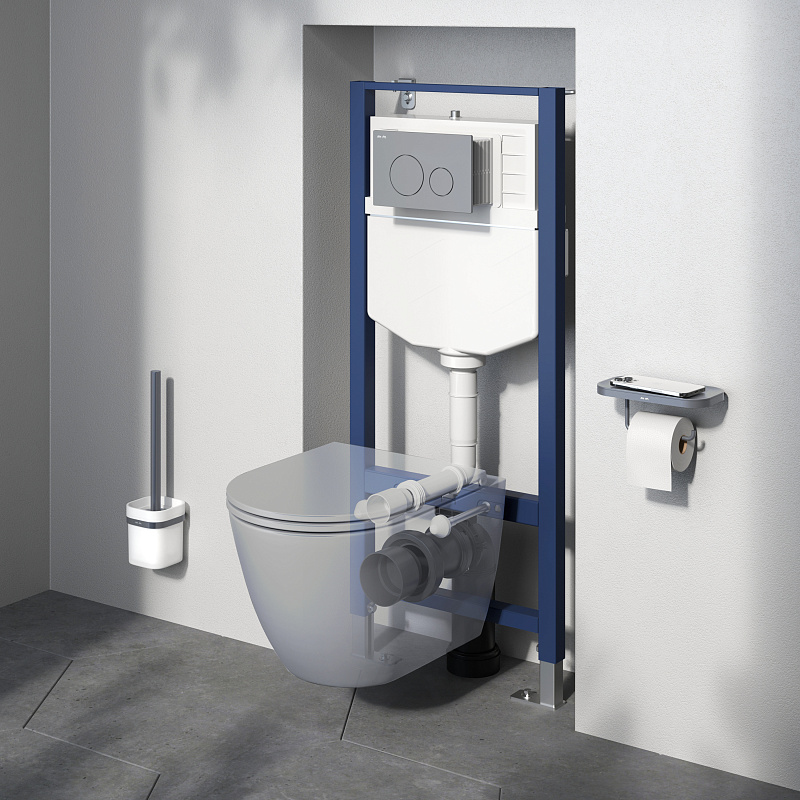 Унитаз подвесной с инсталляцией AM.PM Struktura IS70134.9S1700GR сиденьем микролифт