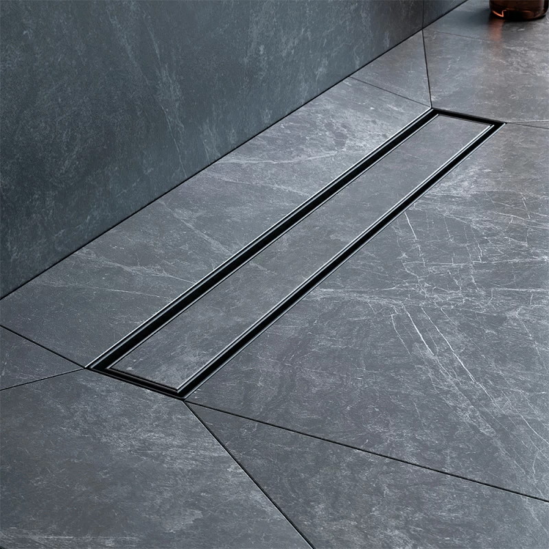 Душевой трап (лоток) 50 AM.PM MasterFlow W01SC-U11-050-04BM комбинированный затвор с черной матовой решеткой под плитку