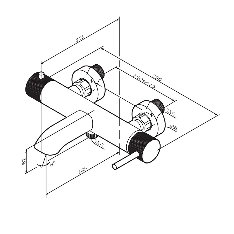 Смеситель для ванны и душа AM.PM Libre F6010000 хром
