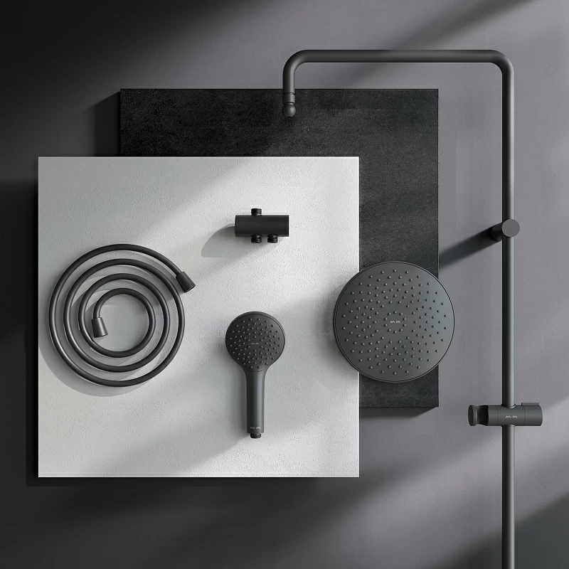 Душевая система AM.PM Gem F0790022 стойка с тропическим душем, черная